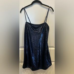 Intimately Free People Time to Shine Navy Blue Sequin Slip Dress Size S
